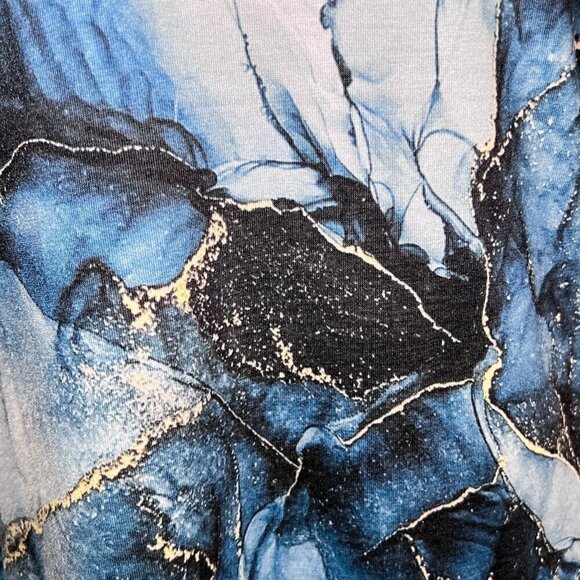 Women’s Short Sleeve Tee | Blue & White Marble | Crew Neck | Size Medium - Picture 7 of 10